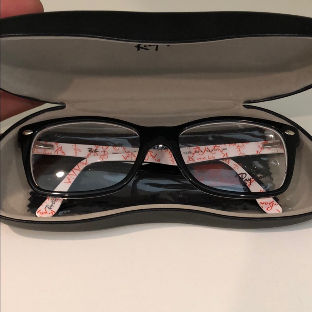 Rayban black glasses frame logo